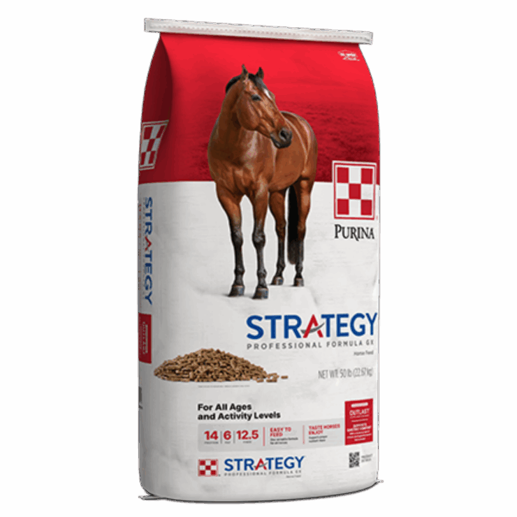 bag of Purina Strategy Professional Formula GX Horse Feed