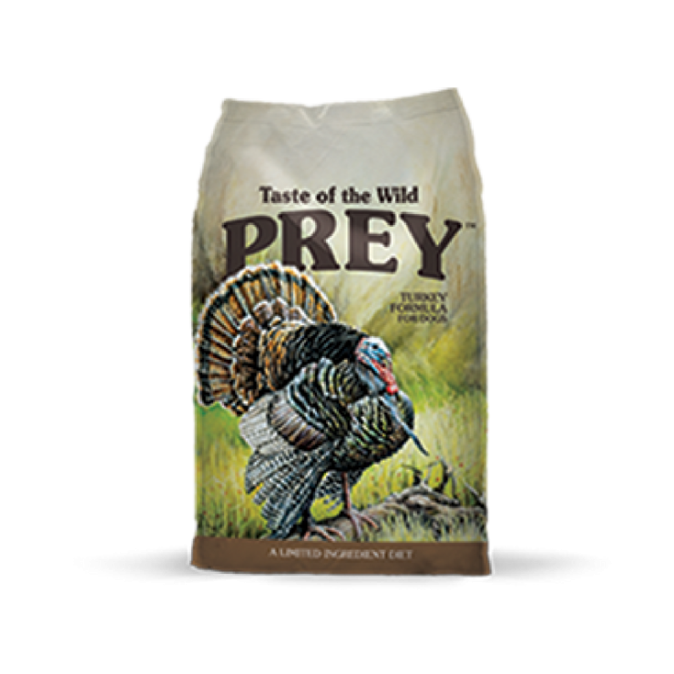 Taste of the Wild Prey Turkey. Dry dog food bag.