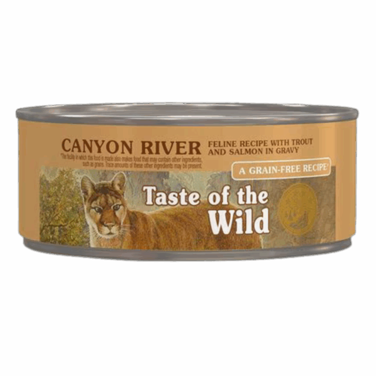 Taste of the Wild Canyon River Feline Formula 3-oz can.