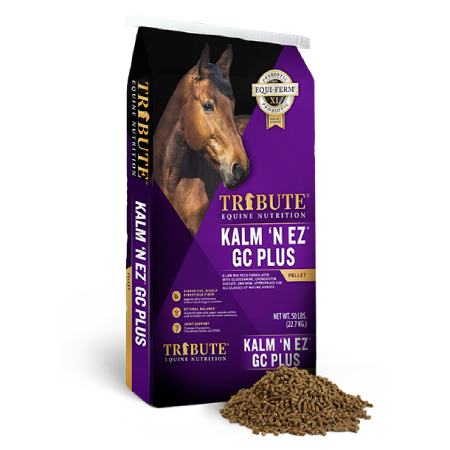A bag of Tribute Kalm 'N EZ GC Plus from Tribute Equine Nutrition