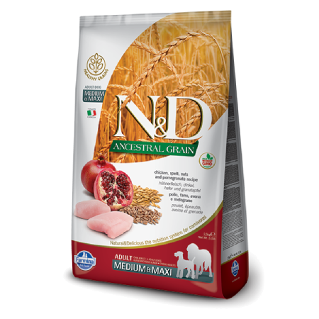 Farmina N&D Ancestral Grain: Chicken Pomegranate Adult Medium & Maxi