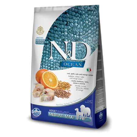 Farmina N&D Ocean: Cod, Spelt, Oats and Orange Adult Medium & Maxi