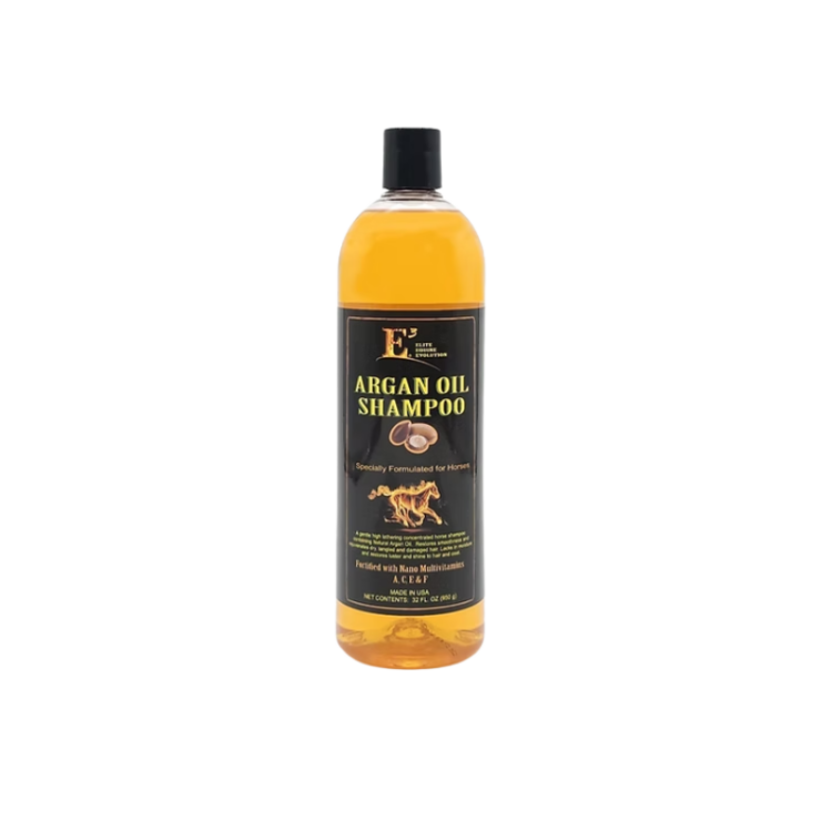 bottle of E3 Moroccan Argan Oil Shampoo for Horses