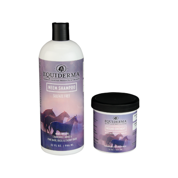 bottle and jar of Equiderma Wound Combo