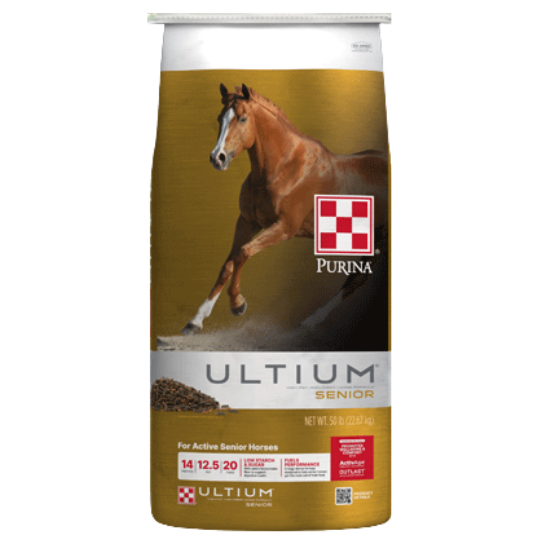 Purina Ultium Senior Horse Feed. Gold 50-lb bag. 