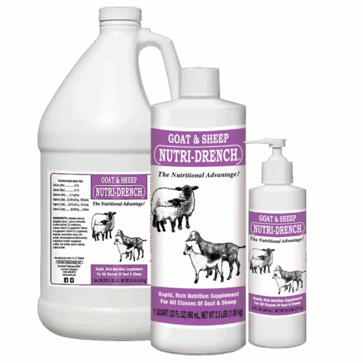 Bovidr Laboratories Nutri-Drench Goat & Sheep. Product size combo.