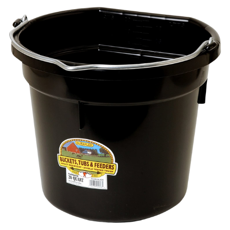 Little Giant 20 Quart Black Flat Back Plastic Bucket